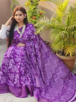 Stylish Purple Digital Print Silk Saree - Image 2