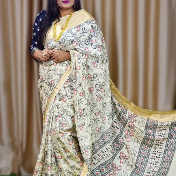 Elegant Off-White Silk Gift Item Saree
