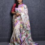 Pearl White Elegant Silk Saree For Women