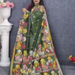 Designer Hand Embroidery Kantha Work Saree On Silk