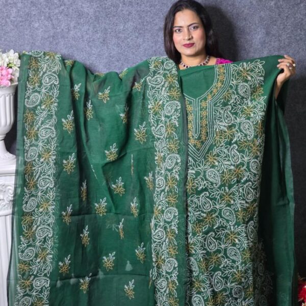 Bottle Green Lucknow Stitch Dress - For Women