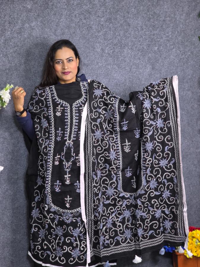 Premium black hand embroidery dress