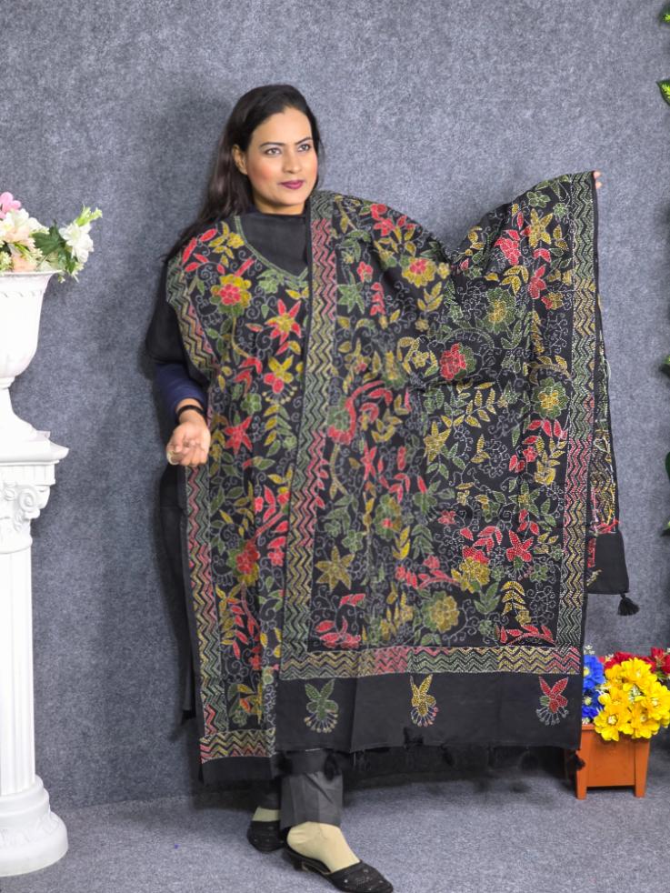 kantha work black dress