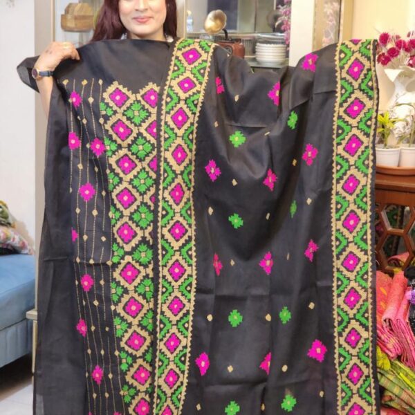 Hand Work Jamdani Unstitch Black Dress
