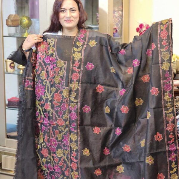 Black Color Tossor Silk Unstitc Dress