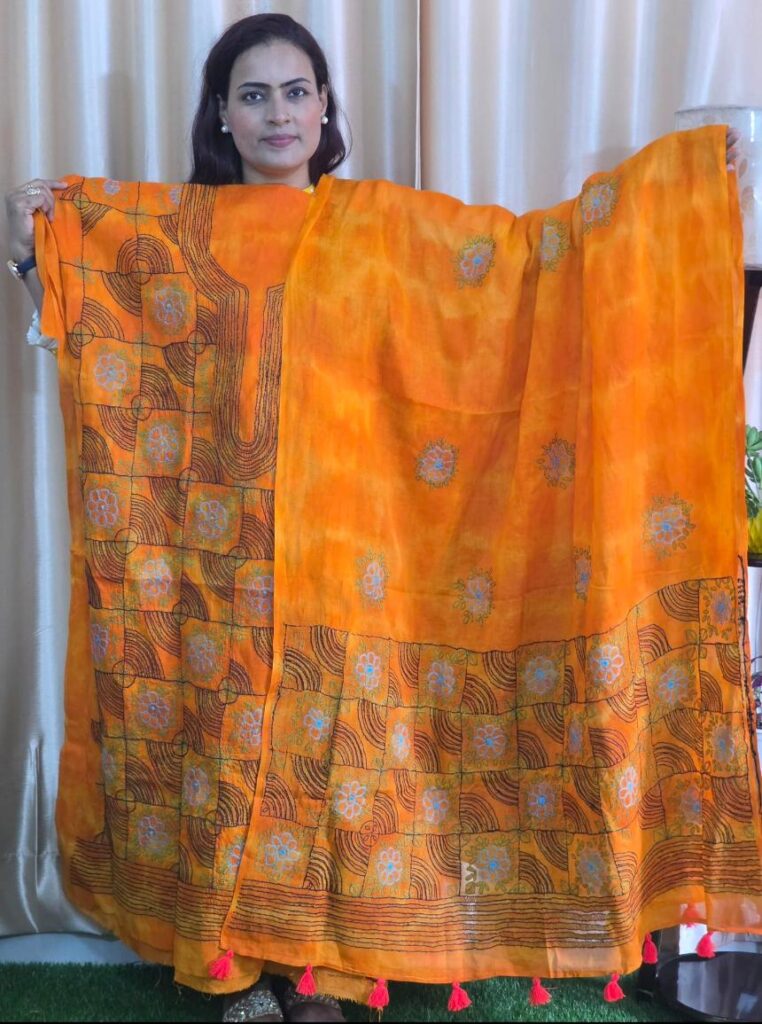 orange tie die fabric